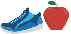 zapato y manzana